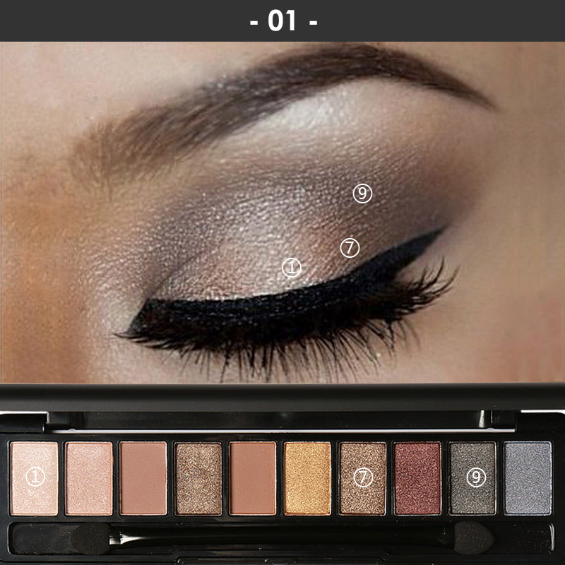 FOCALLURE FA08 10 Colours Eyeshadow Palette with Eyeshadow Brush (4 types)
