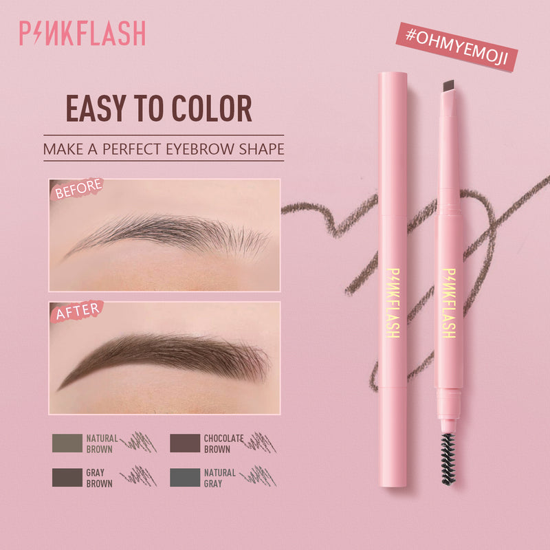 PINKFLASH E09 Waterproof Automatic Eyebrow Pencil With Brush Double Head (4 Shades)