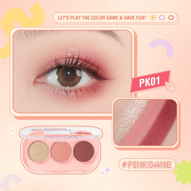 PINKFLASH PF E23 Pink Game 3 Pan Giltter Eyeshadow Palette (11 Shades)