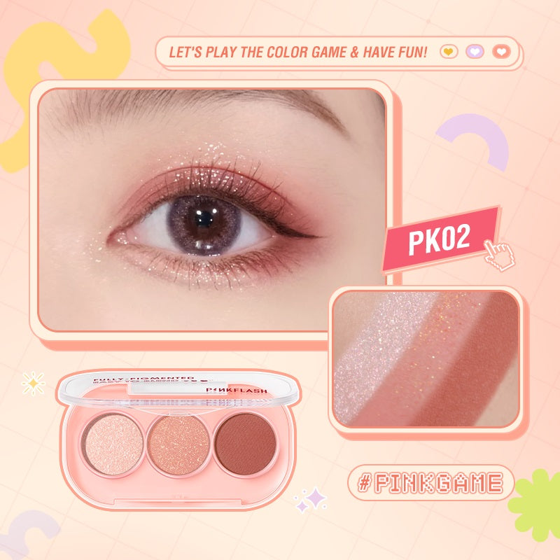PINKFLASH PF E23 Pink Game 3 Pan Giltter Eyeshadow Palette (11 Shades)